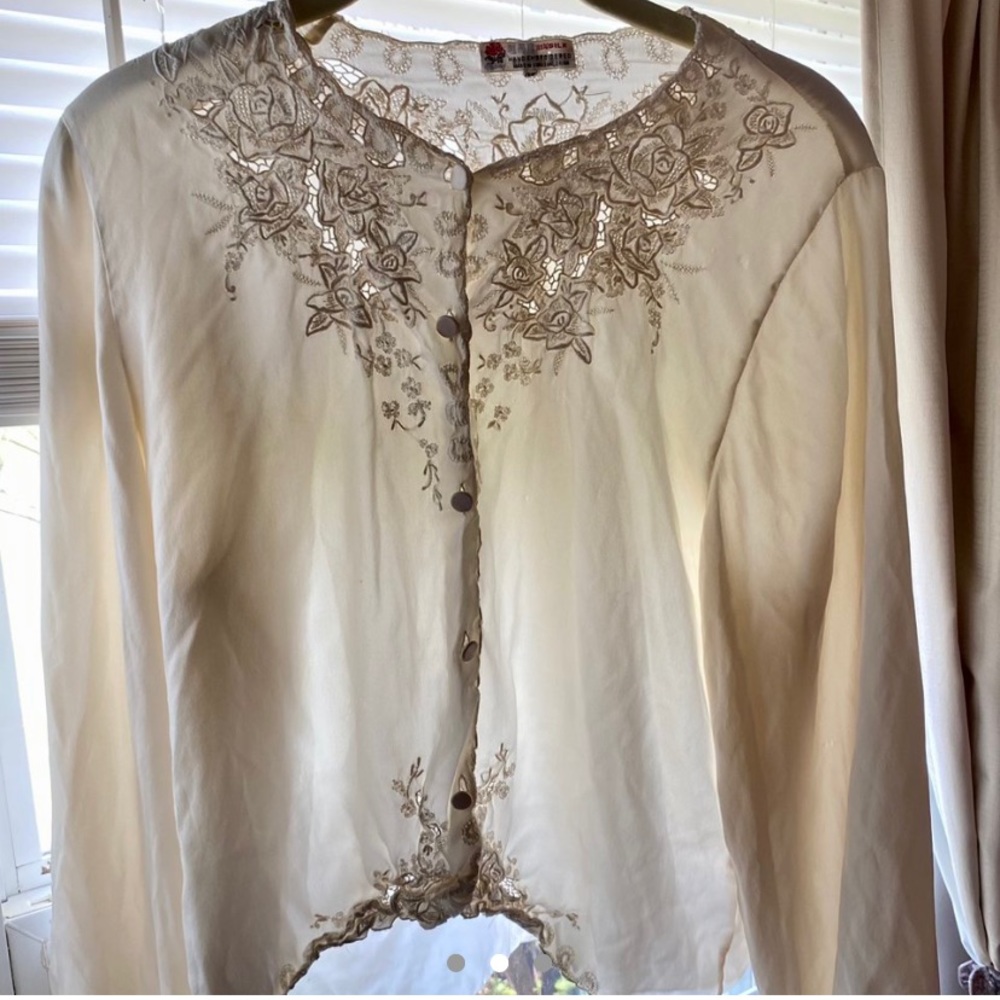 Shanghai Silk Ivory Cream 1950’s Blouse